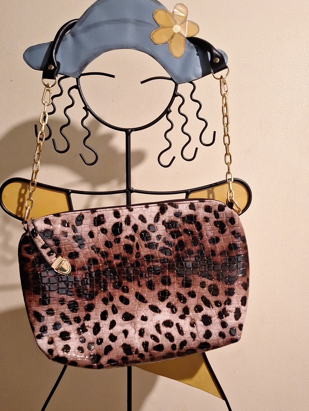 Leopard Print Crossbody Bag in Brown and Black